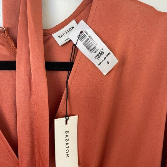 Aritzia Satin Midi Dress in Rust Orange - Picture 5 of 5